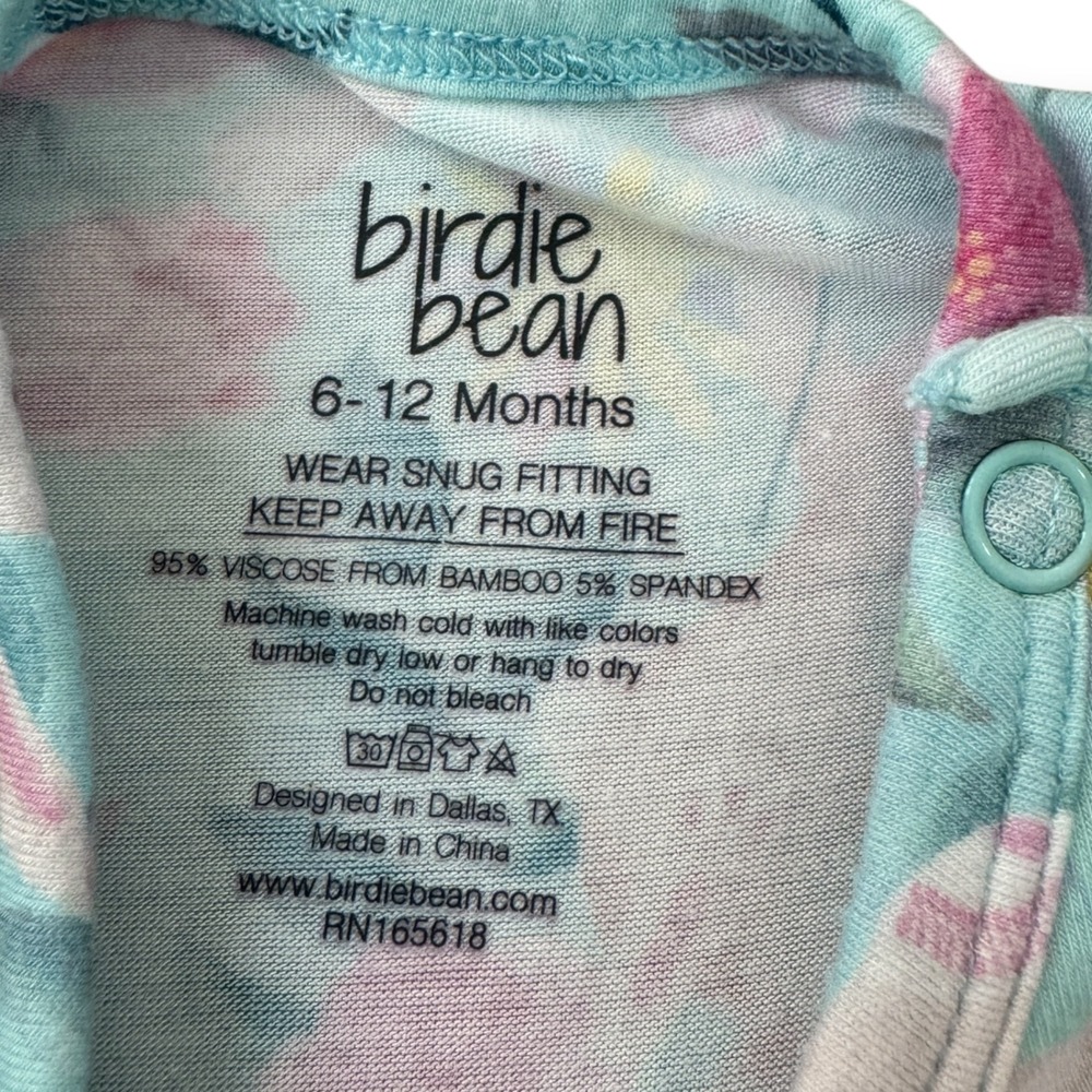 Birdie Bean Teal Bunny Floral Bamboo Ruffle Dress 6-12 Months - Picture 5 of 5